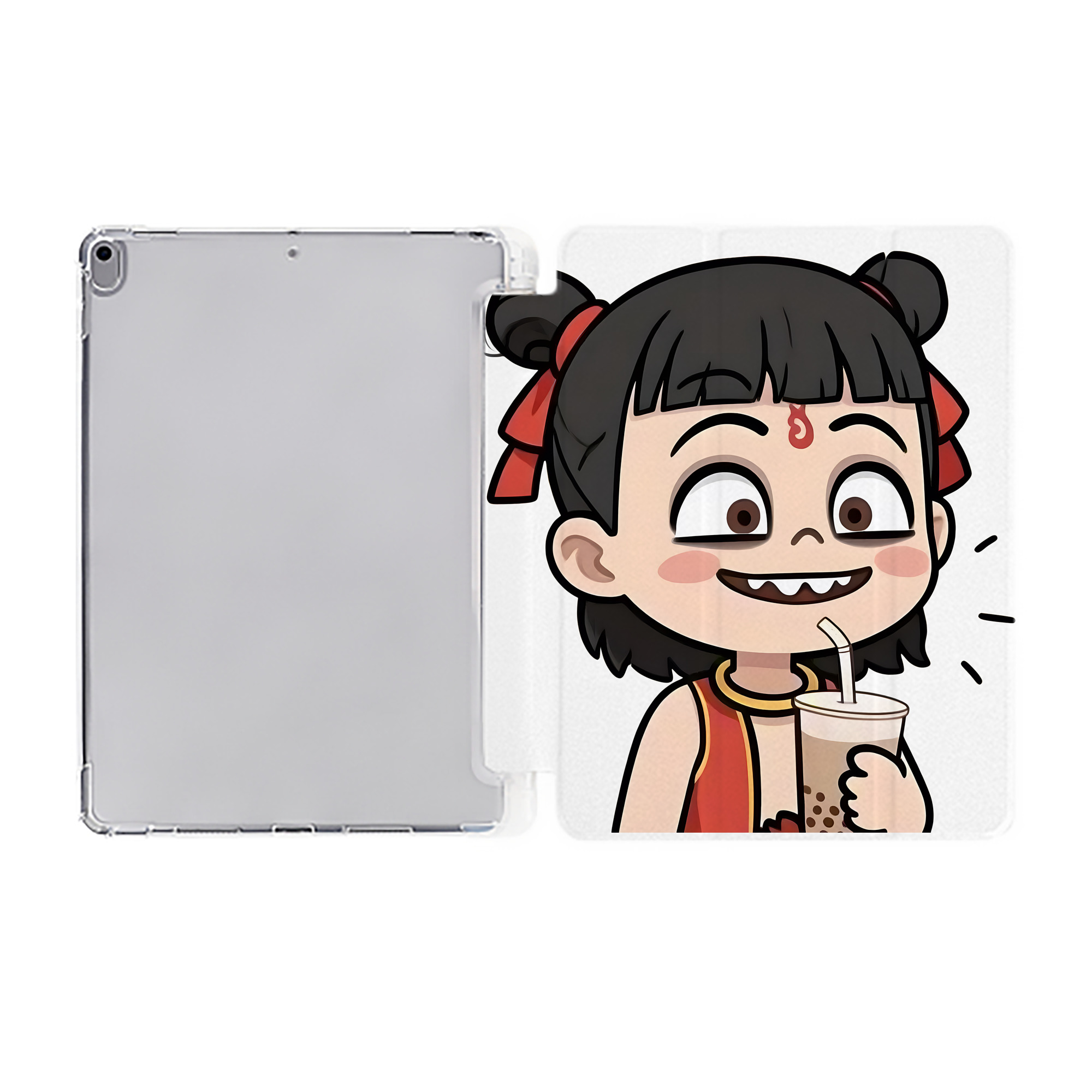 （画像用） Ne Zha 2 ナタ 魔童の大暴れ IPad ケース ペン収納付き 三つ折りスタンド PUレザー×シリコン 対応機種9.5/10.5/10.9インチ